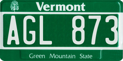 VT license plate AGL873