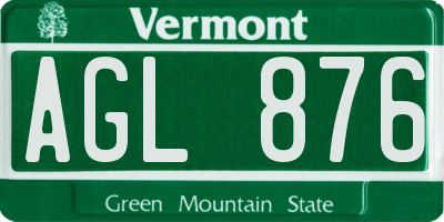 VT license plate AGL876