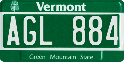 VT license plate AGL884