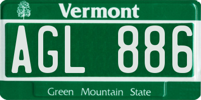 VT license plate AGL886