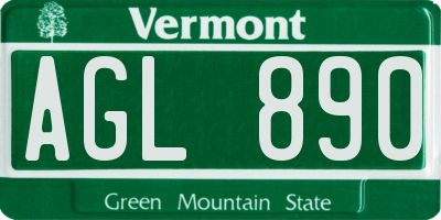 VT license plate AGL890