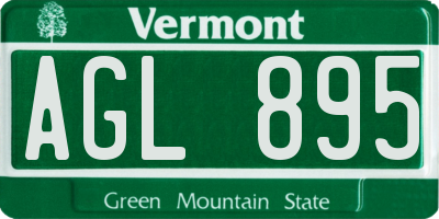 VT license plate AGL895