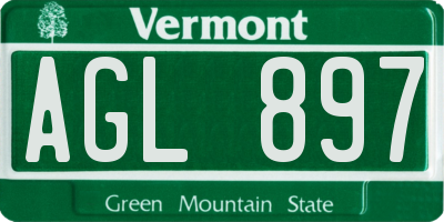VT license plate AGL897