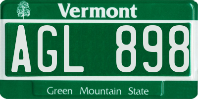 VT license plate AGL898