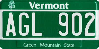 VT license plate AGL902