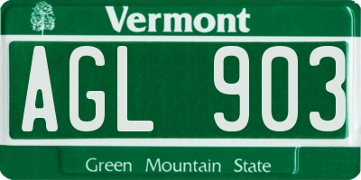 VT license plate AGL903
