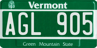 VT license plate AGL905