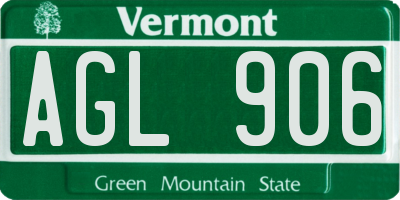 VT license plate AGL906