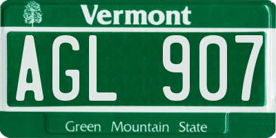 VT license plate AGL907