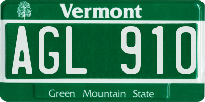 VT license plate AGL910