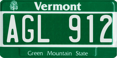 VT license plate AGL912