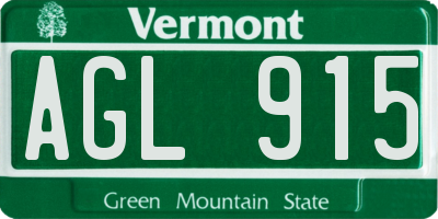 VT license plate AGL915