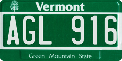 VT license plate AGL916