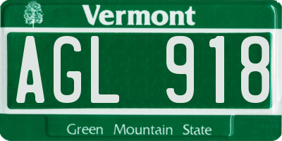 VT license plate AGL918