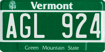 VT license plate AGL924