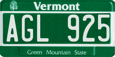 VT license plate AGL925