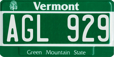 VT license plate AGL929