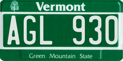 VT license plate AGL930