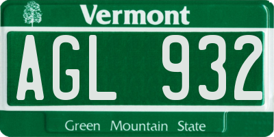VT license plate AGL932