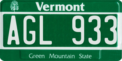 VT license plate AGL933
