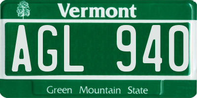 VT license plate AGL940