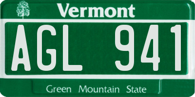 VT license plate AGL941