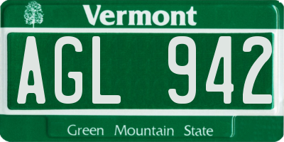 VT license plate AGL942