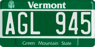 VT license plate AGL945