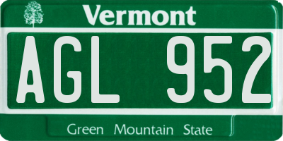 VT license plate AGL952