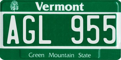 VT license plate AGL955