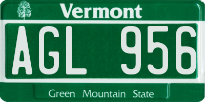 VT license plate AGL956