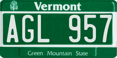 VT license plate AGL957