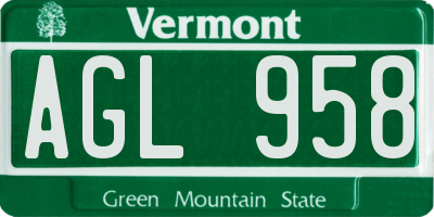 VT license plate AGL958