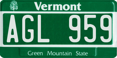 VT license plate AGL959