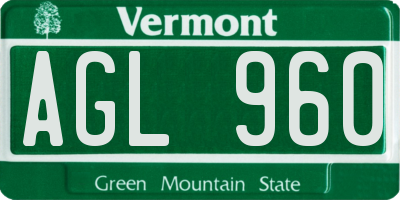 VT license plate AGL960