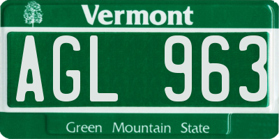 VT license plate AGL963