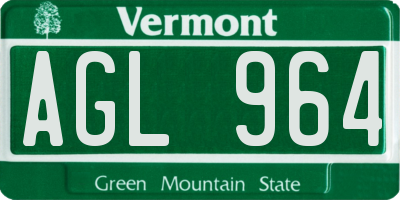 VT license plate AGL964