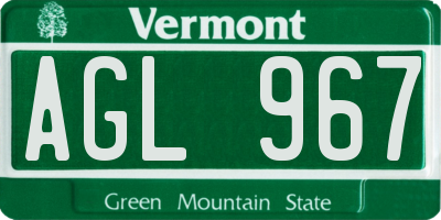 VT license plate AGL967
