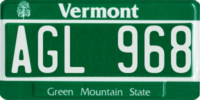 VT license plate AGL968