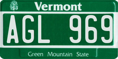 VT license plate AGL969