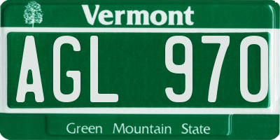 VT license plate AGL970