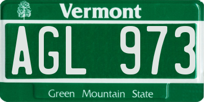 VT license plate AGL973