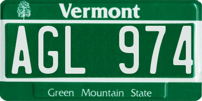VT license plate AGL974