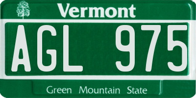 VT license plate AGL975