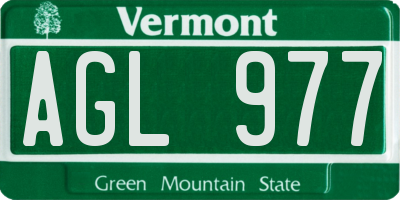 VT license plate AGL977