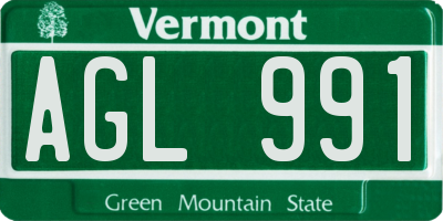 VT license plate AGL991