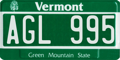 VT license plate AGL995