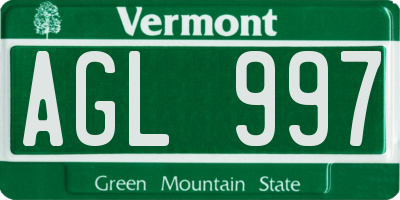 VT license plate AGL997