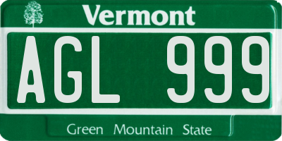 VT license plate AGL999
