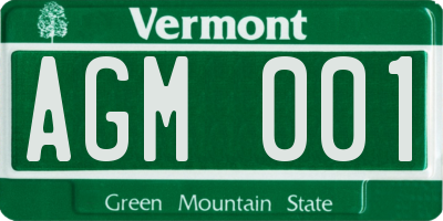 VT license plate AGM001